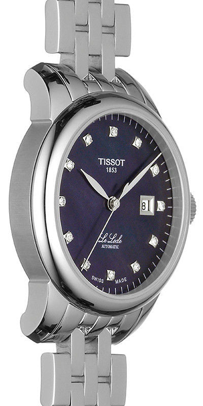 Tissot Le Locle Automatic Diamonds Mother of Pearl Black Dial Silver Steel Strap Watch For Women - T006.207.11.126.00