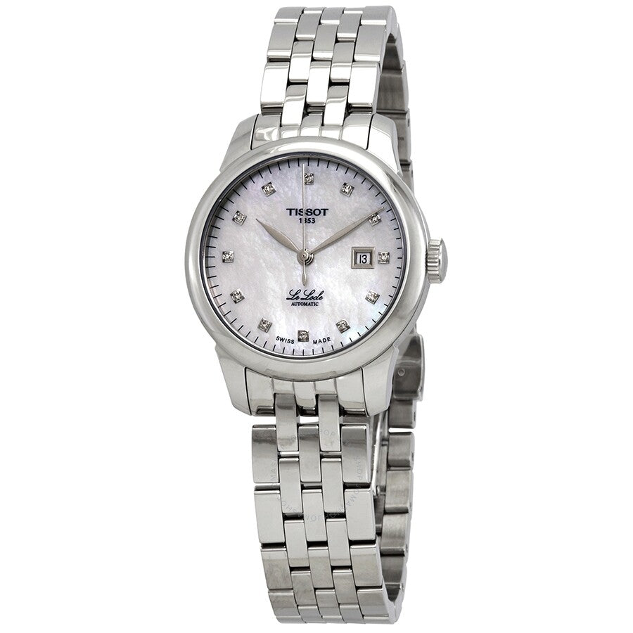Tissot Le Locle Automatic Diamonds Mother of Pearl Dial Silver Steel Strap Watch For Women - T006.207.11.116.00