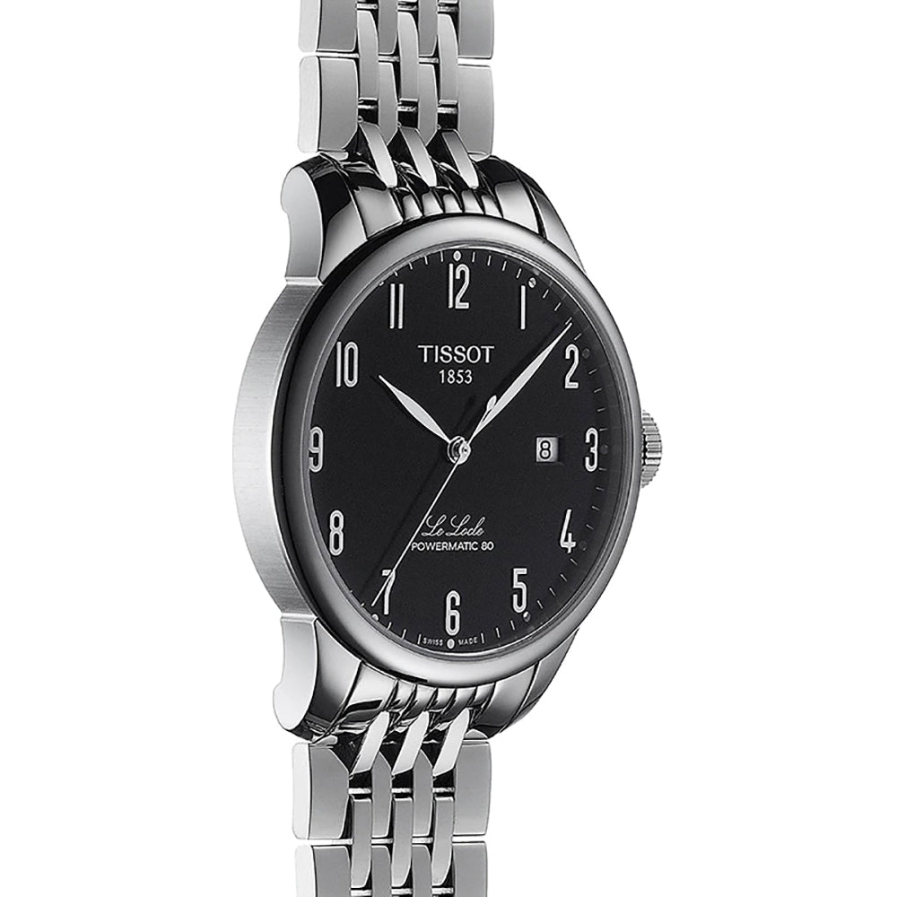 Tissot T Classic Powermatic 80 Black Dial Silver Steel Strap Watch For Men - T41.1.483.52