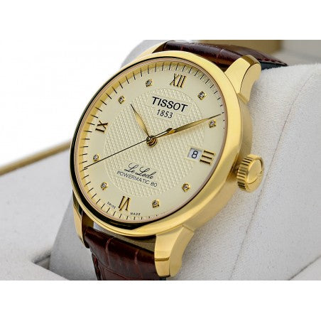 Tissot Le Locle Automatic Gold Dial Brown Leather Strap Watch For Men - T41.5.413.73