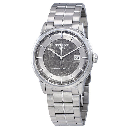 Tissot Luxury Powermatic 80 Anthracite Grey Dial Silver Steel Strap Watch For Men - T086.407.11.061.10