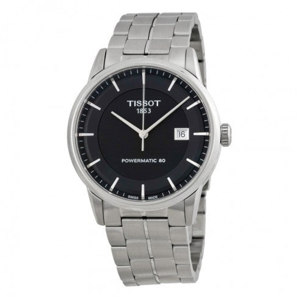 Tissot Luxury Powermatic 80 Black Dial Silver Steel Strap Watch For Men - T086.407.11.051.00