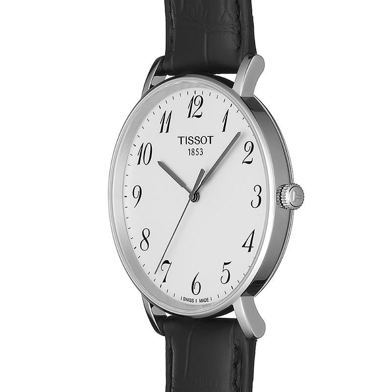 Tissot Everytime Large White Dial Black Leather Strap Watch For Men - T109.610.16.032.00