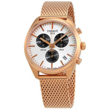 Tissot T Classic PR 100 Chronograph Silver Dial Rose Gold Mesh Bracelet Watch For Men - T101.417.33.031.01