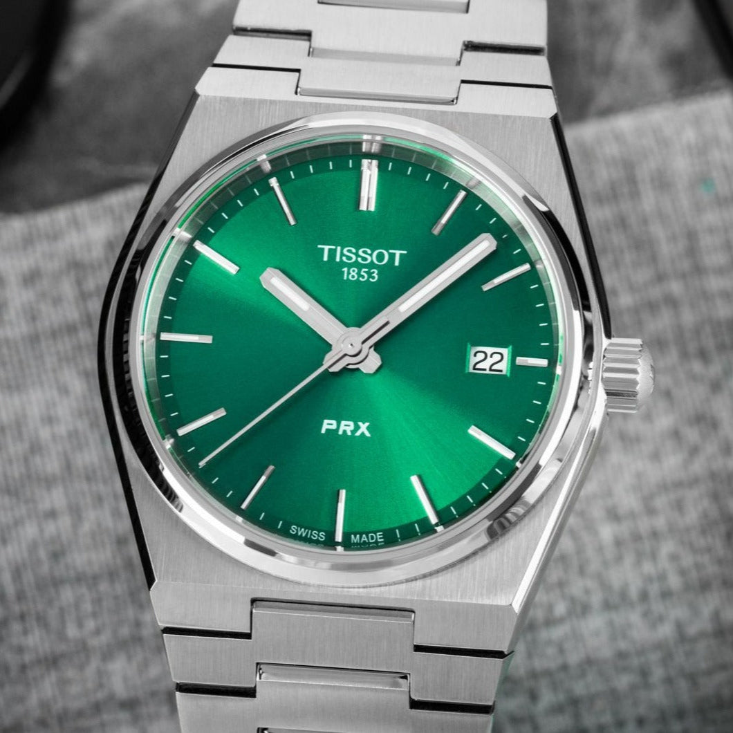 Tissot PRX Green Dial Silver Steel Strap Watch for Women - T137.210.11.081.00