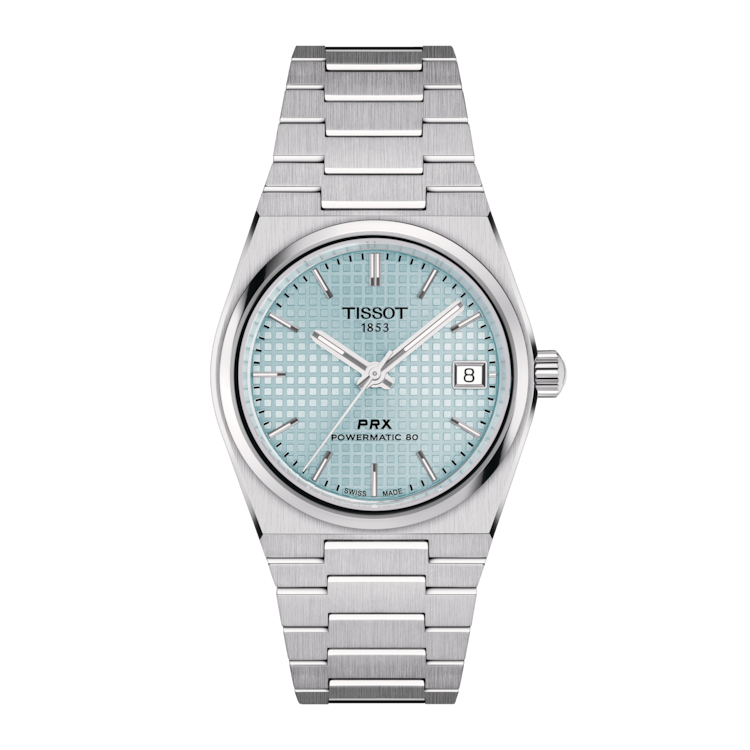 Tissot PRX Powermatic 80 Ice Blue Dial Silver Steel Strap Watch for Men - T137.207.11.351.00