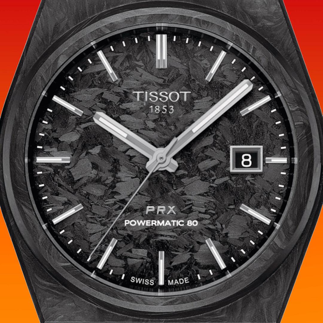 Tissot PRX Powermatic 80 Carbon Black Dial Black Rubber Strap Watch for Men - T137.907.97.201.00