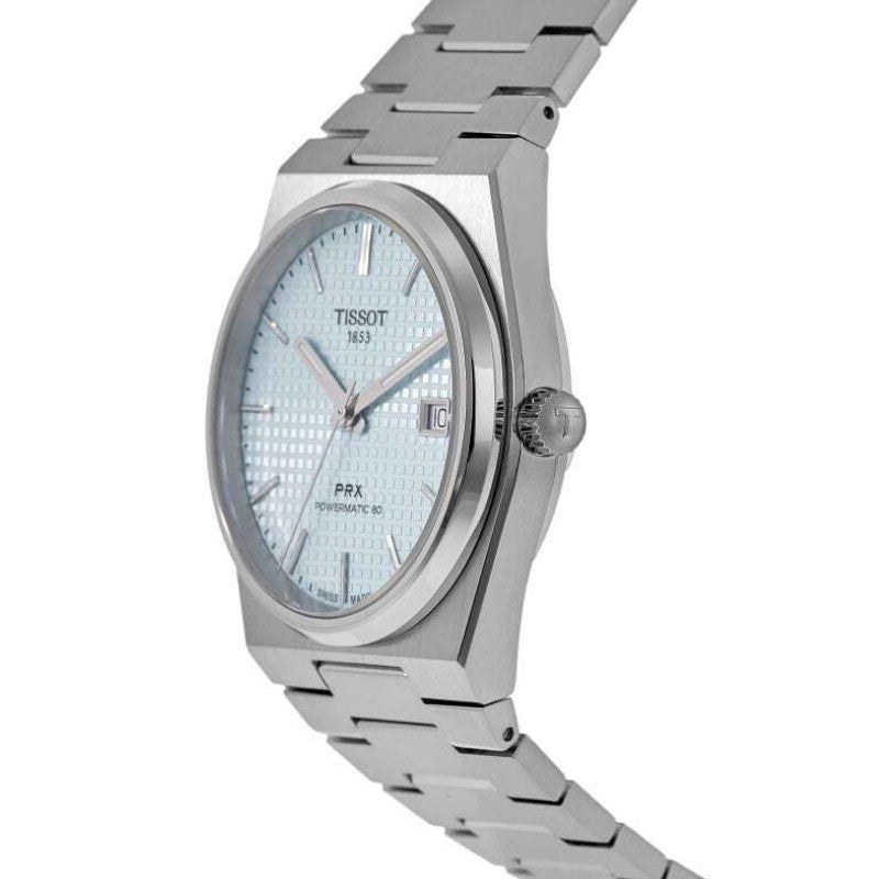 Tissot PRX Powermatic 80 Ice Blue Dial Silver Steel Strap Watch for Men - T137.207.11.351.00