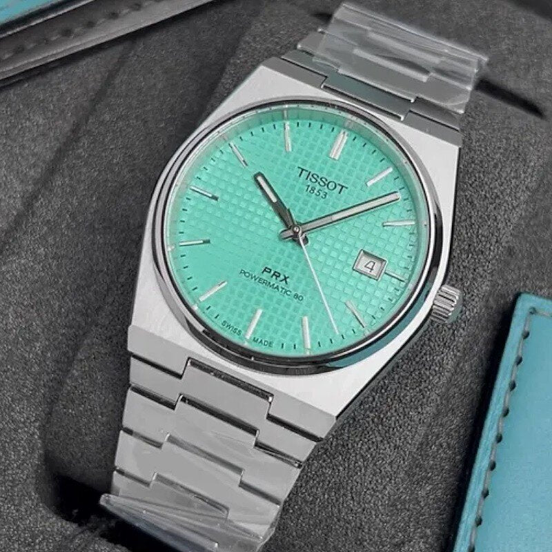 Tissot PRX Powermatic 80 Automatic Mint Green Dial Silver Steel Strap Watch for Men - T137.407.11.091.01