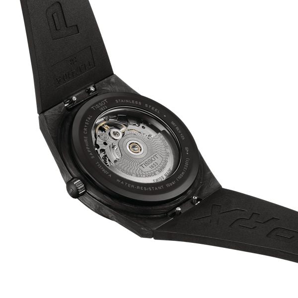 Tissot PRX Powermatic 80 Carbon Black Dial Black Rubber Strap Watch for Men - T137.907.97.201.00