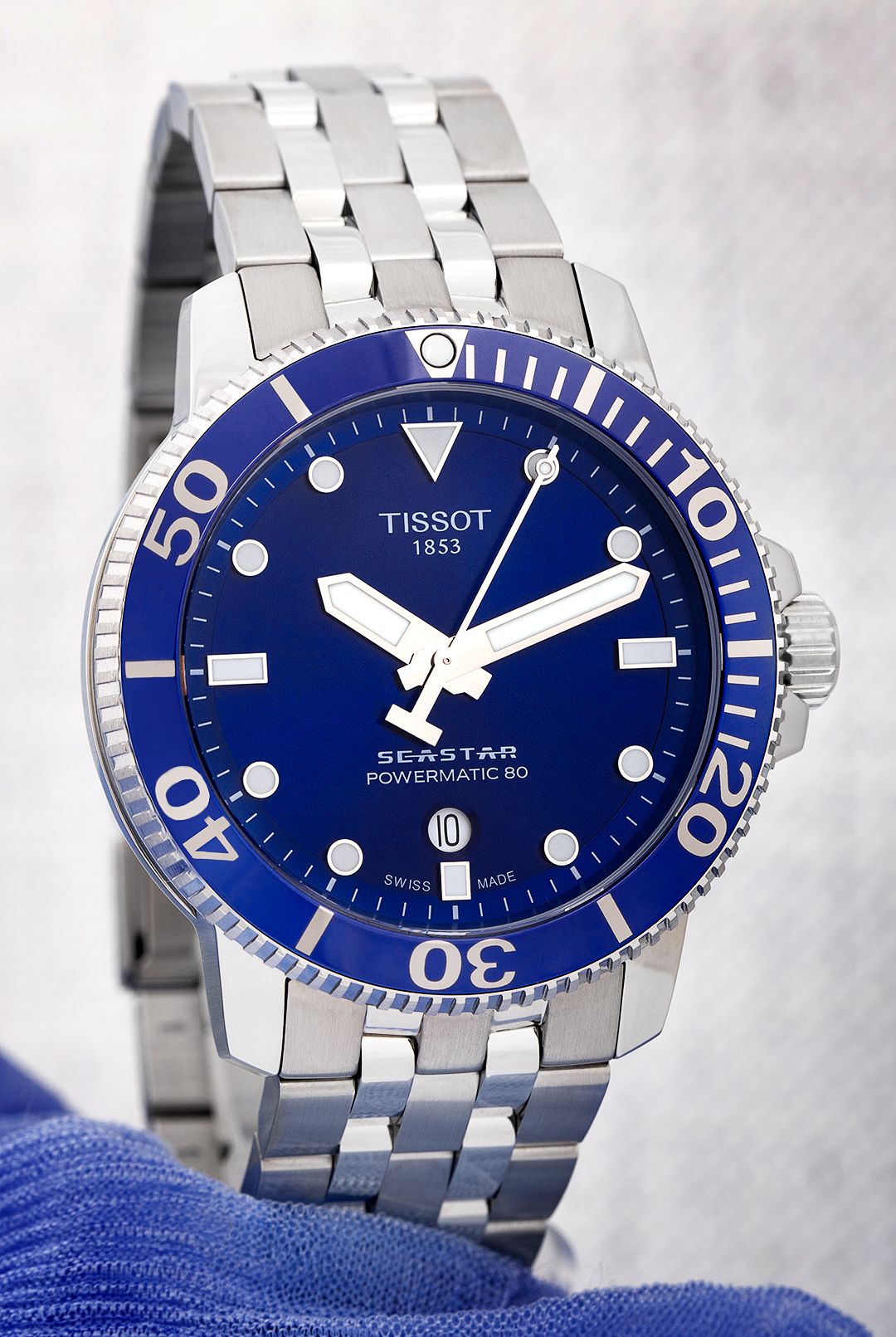 Tissot Seastar 1000 Powermatic 80 Blue Dial Silver Steel Strap Watch For Men - T120.407.11.041.00