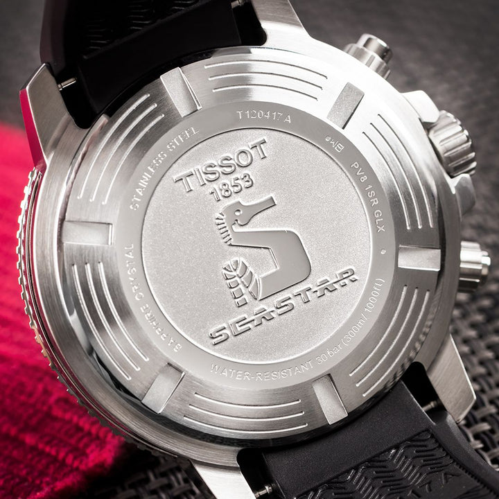 Tissot Seastar 1000 Chronograph Red Dial Black Rubber Strap Watch For Men - T120.417.17.421.00