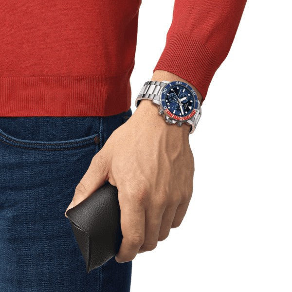 Tissot Seastar 1000 Chronograph Blue Dial Silver Steel Strap Watch For Men - T120.417.11.041.03