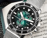 Tissot Seastar 1000 Chronograph Green Dial Silver Mesh Bracelet Watch For Men - T120.417.11.091.00