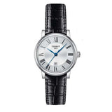 Tissot Carson Premium Lady Silver Dial Black Leather Strap Watch For Women - T122.210.16.033.00