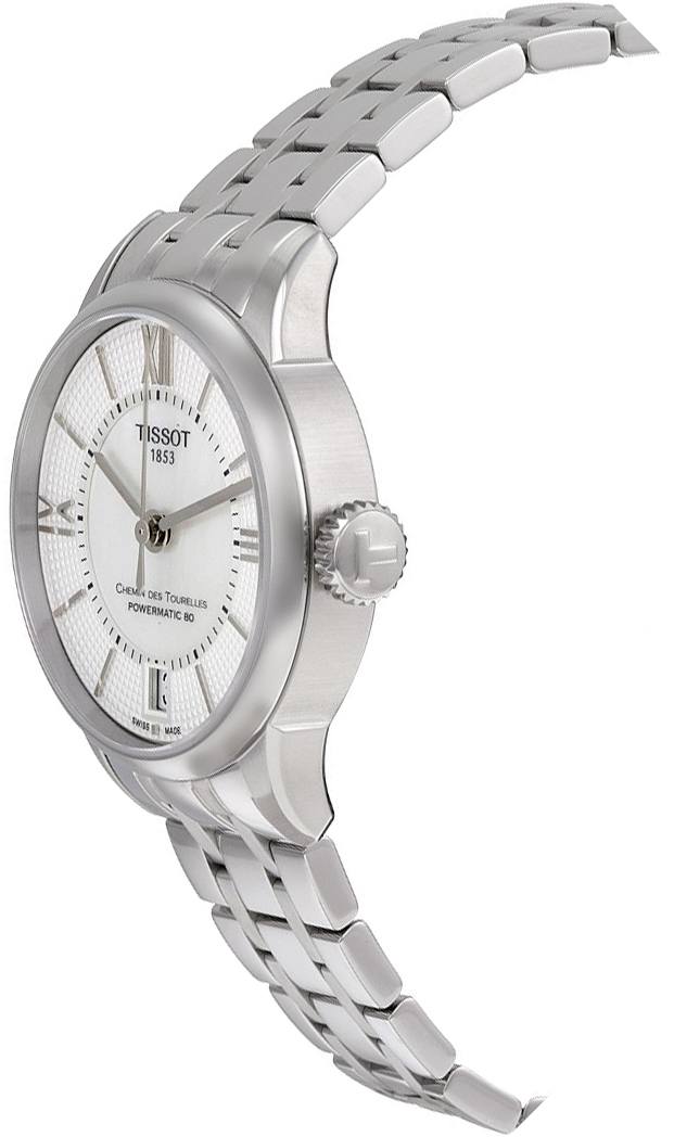 Tissot Chemin Des Tourelles Powermatic 80 Lady Silver Dial Silver Steel Strap Watch For Women - T099.207.11.118.00