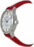 Tissot Chemin Des Tourelles Powermatic 80 Mother of Pearl White Dial Red Leather Strap Watch For Women - T099.207.16.118.00