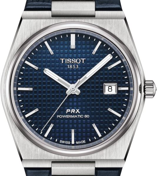 Tissot PRX Powermatic 80 Blue Dial Blue Leather Strap Watch for Men - T137.407.16.041.00