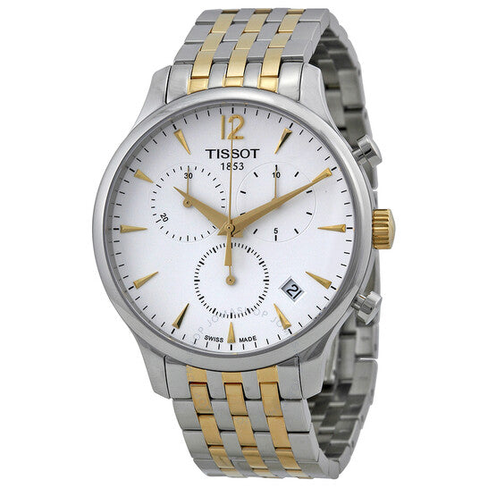 Tissot T Classic Tradition Chronograph White Dial Two Tone Steel Strap Watch For Men - T063.617.22.037.00