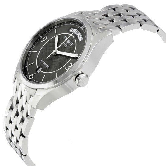 Tissot T Classic T One Automatic Grey Dial Silver Steel Strap Watch For Men - T038.430.11.067.00