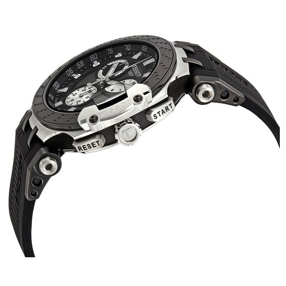 Tissot T Race Chronograph Anthracite Black Dial Black Silicone Strap Watch For Men - T115.417.27.061.00