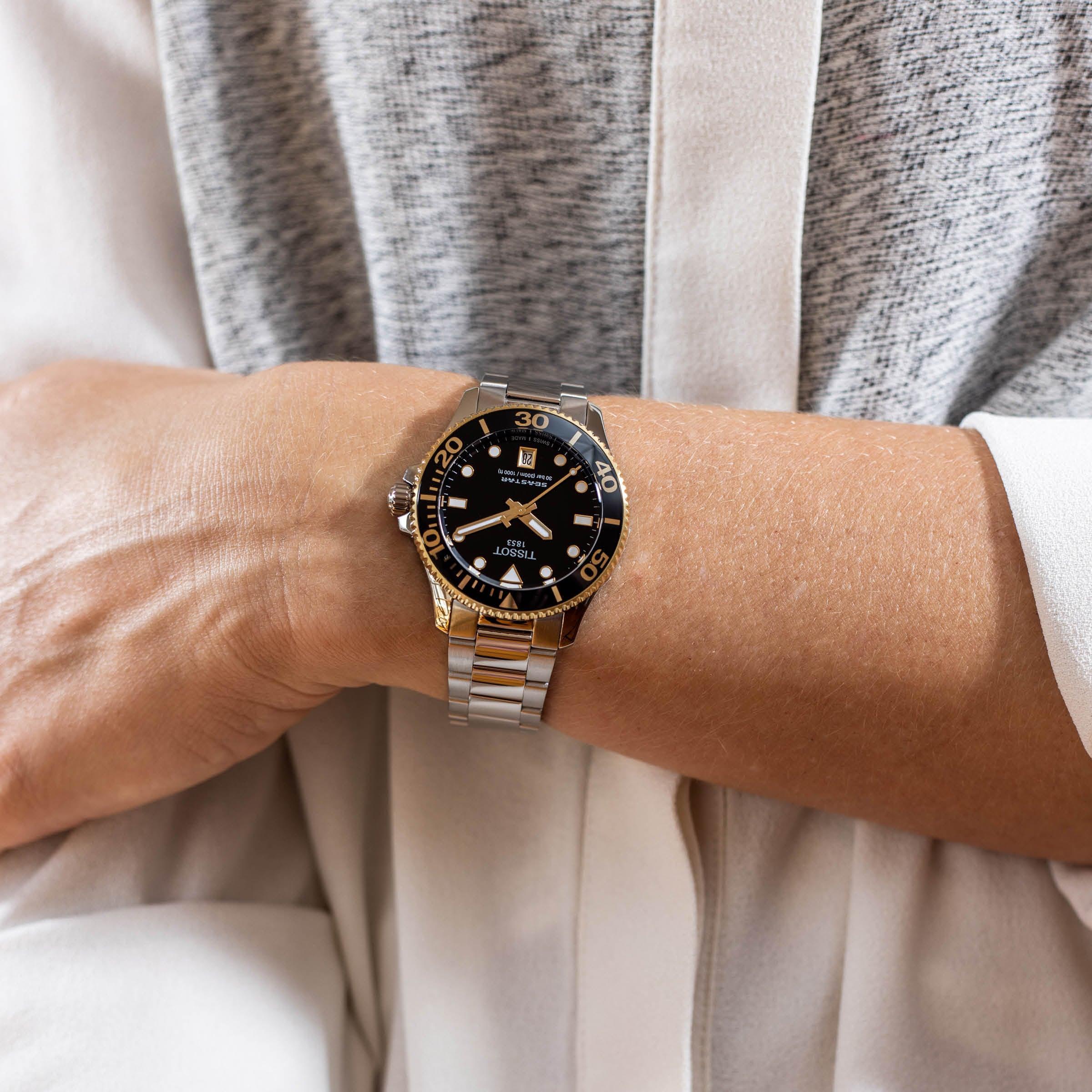 Tissot Seastar 1000 Black Dial Silver Steel Strap Watch For Men - T120.210.21.051.00