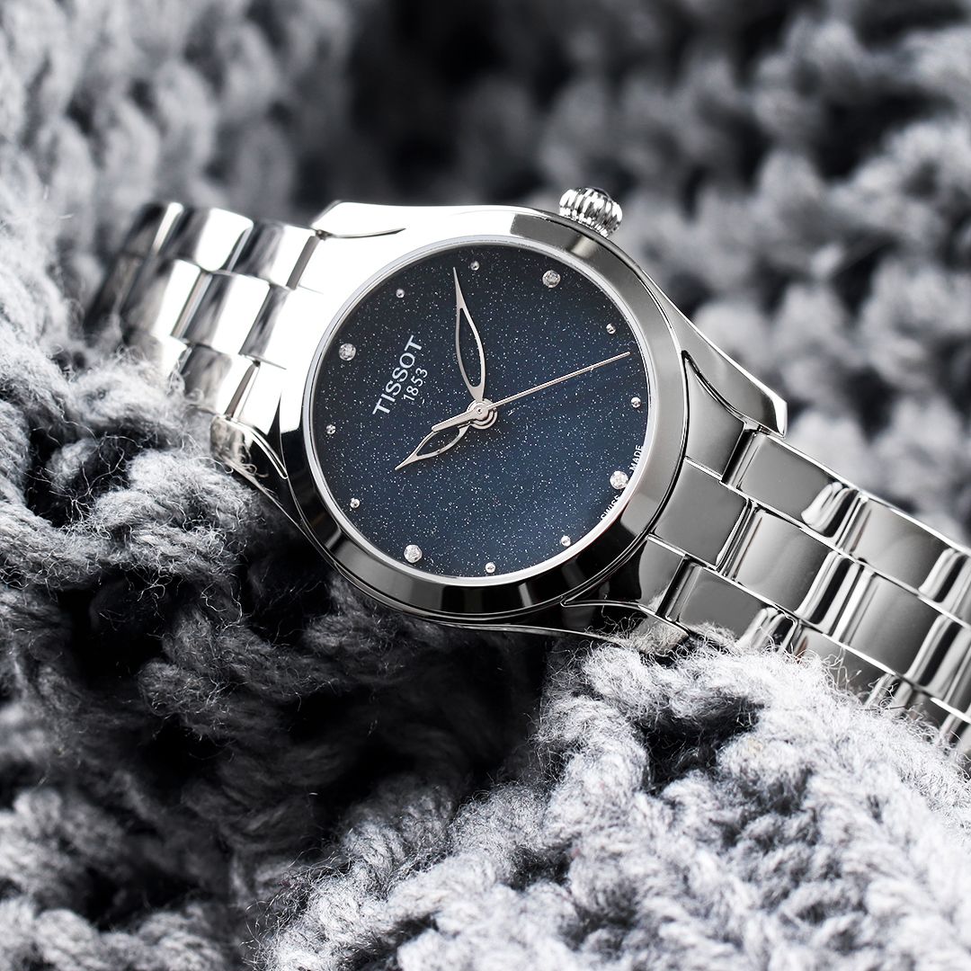 Tissot T Wave II Blue Dial Silver Steel Strap Watch For Women - T112.210.11.046.00