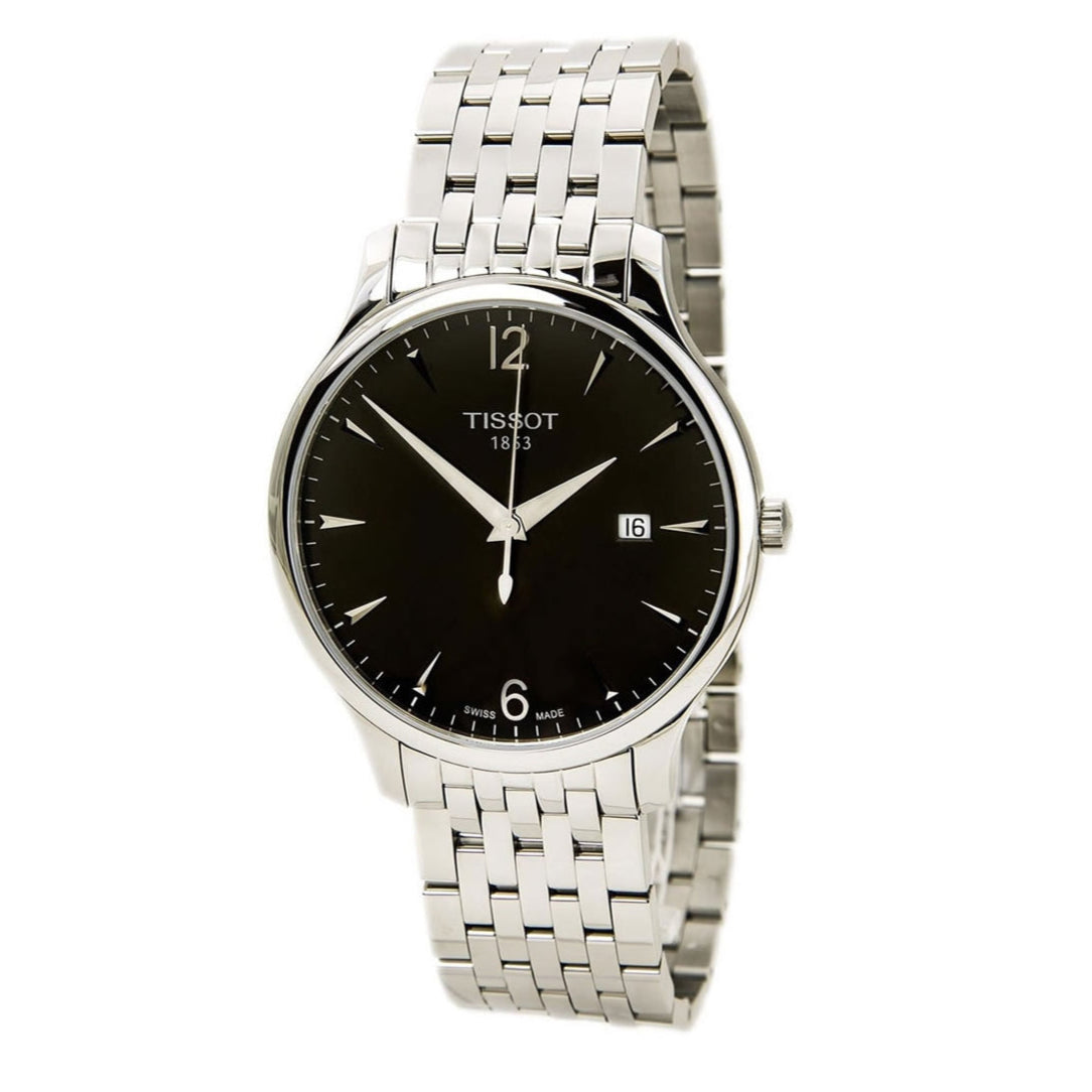 Tissot T Classic Tradition Black Dial Silver Steel Strap Watch For Men - T063.610.11.057.00