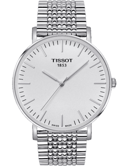 Tissot T Classic Everytime Large White Dial Silver Steel Strap Watch for Men - T109.610.11.031.00