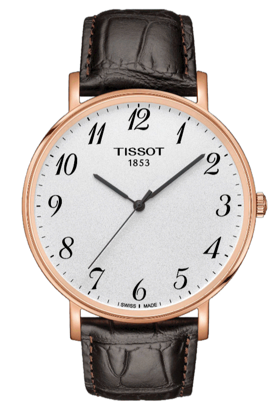 Tissot T Classic Everytime White Dial Black Leather Strap Watch For Men - T109.610.36.032.00