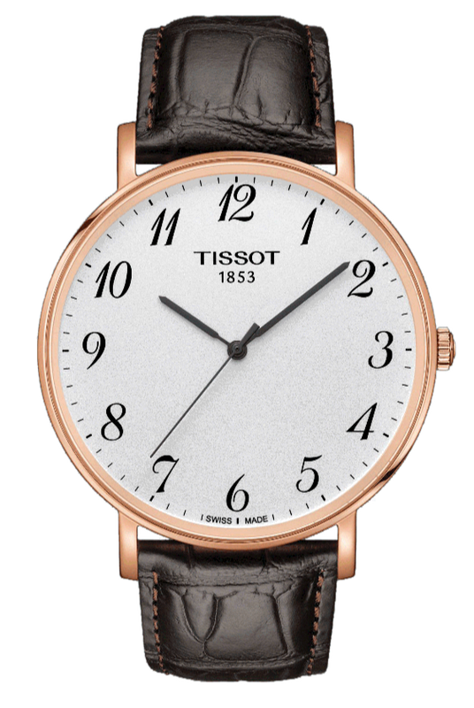 Tissot T Classic Everytime White Dial Black Leather Strap Watch For Men - T109.610.36.032.00