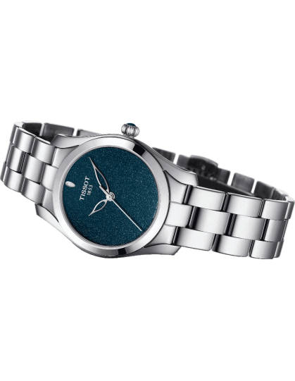 Tissot T Wave Donna Blue Dial Silver Steel Strap Watch For Women - T112.210.11.041.00