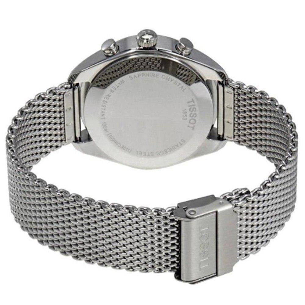 Tissot PR 100 Chronograph Black Dial Silver Mesh Bracelet Watch For Men - T101.417.11.051.01