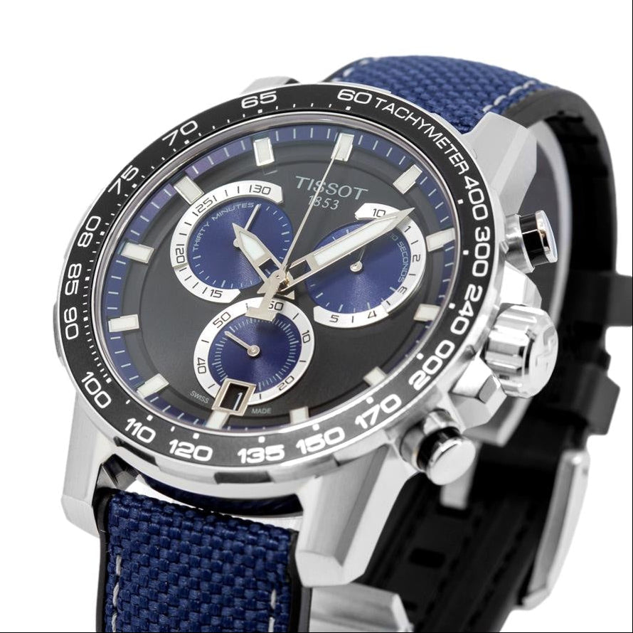 Tissot Supersport Chrono Black Dial Blue Nylon Strap Watch for Men - T125.617.17.051.03