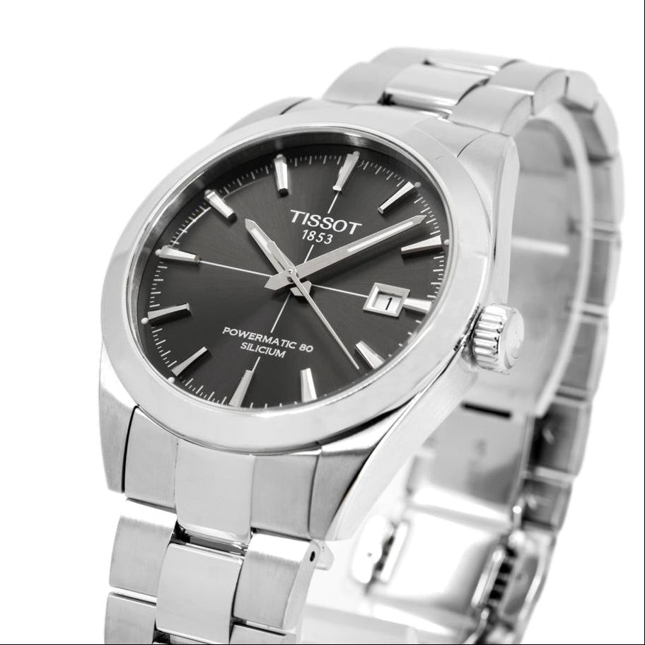 Tissot Gentleman Powermatic 80 Silicium Black Dial Silver Steel Strap Watch For Men - T127.407.11.061.01