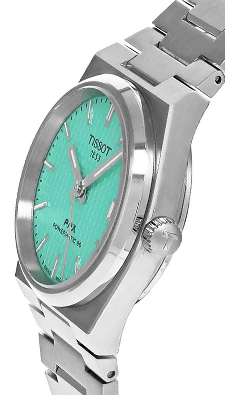 Tissot PRX Powermatic 80 Automatic Mint Green Dial Silver Steel Strap Watch for Men - T137.407.11.091.01