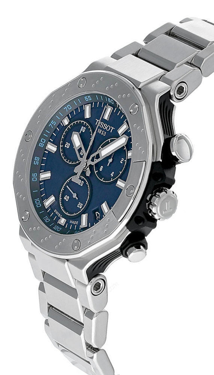 Tissot T Race Chronograph Blue Dial Silver Steel Strap Watch For Men - T141.417.11.041.00