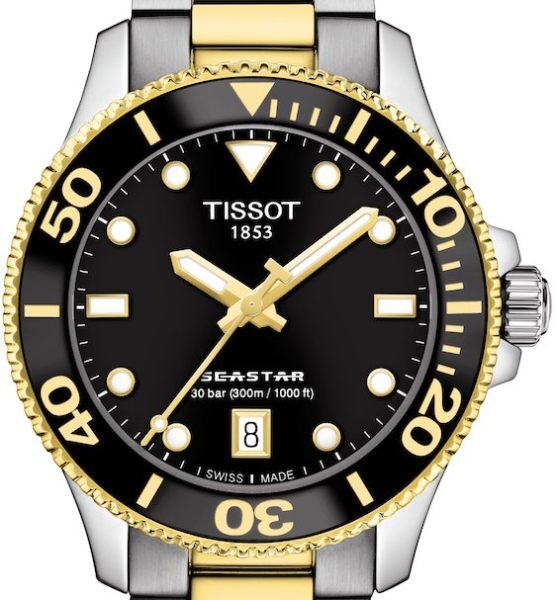 Tissot Seastar 1000 Black Dial Two Tone Steel Strap Watch for Women - T120.210.22.051.00