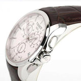 Tissot Couturier Chronograph White Dial Brown Leather Strap Watch For Men - T035.617.16.031.00