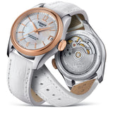Tissot T-Classic Powermatic 80 Mother of Pearl Silver Dial White Leather Strap Watch For Women - T108.208.26.117.00