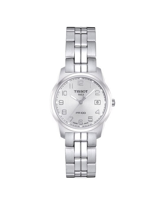 Tissot T Classic PR100 Silver Dial Silver Steel Strap Watch For Women - T049.210.11.032.00