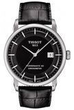 Tissot T Classic Luxury Powermatic 80 Black Dial Black Leather Strap Watch For Men - T086.408.16.051.00