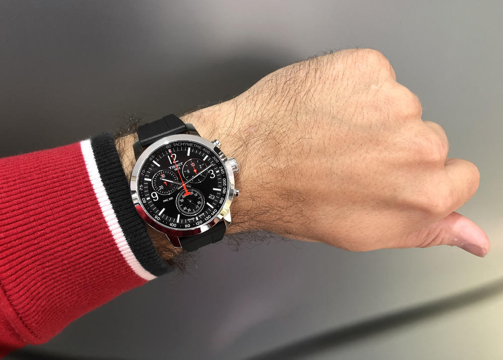 Tissot PRC 200 Chronograph Black Dial Black Rubber Strap Watch for Men - T114.417.17.057.00