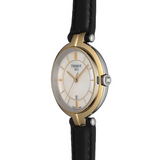 Tissot Flamingo Mother of Pearl White Dial Black Leather Strap Watch For Women - T094.210.26.111.00