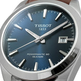 Tissot Gentleman Powermatic 80 Silicium Blue Dial Brown Leather Strap Watch For Men - T127.407.16.041.00