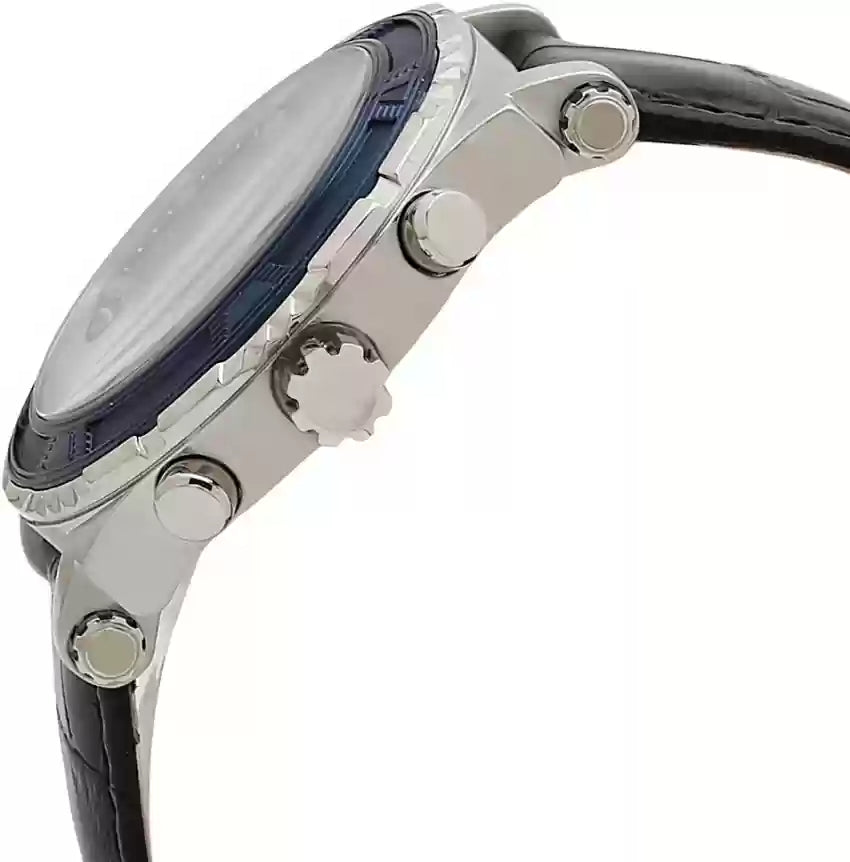 Guess Pinnacle Chronograph Quartz Blue Dial Brown Leather Strap Watch For Men - W0673G1