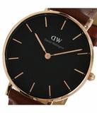 Daniel Wellington Petite St Mawes Black Dial Brown Leather Strap Watch For Women - DW00100169