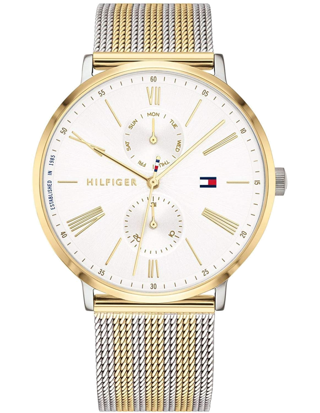 Tommy Hilfiger Jenna Quartz White Dial Two Tone Mesh Bracelet Watch for Women  - 1782074