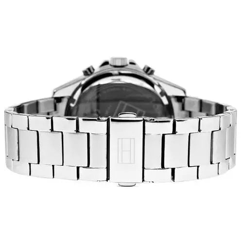 Tommy Hilfiger Luke Chronograph Black Dial Silver Steel Strap Watch for Men - 1791104