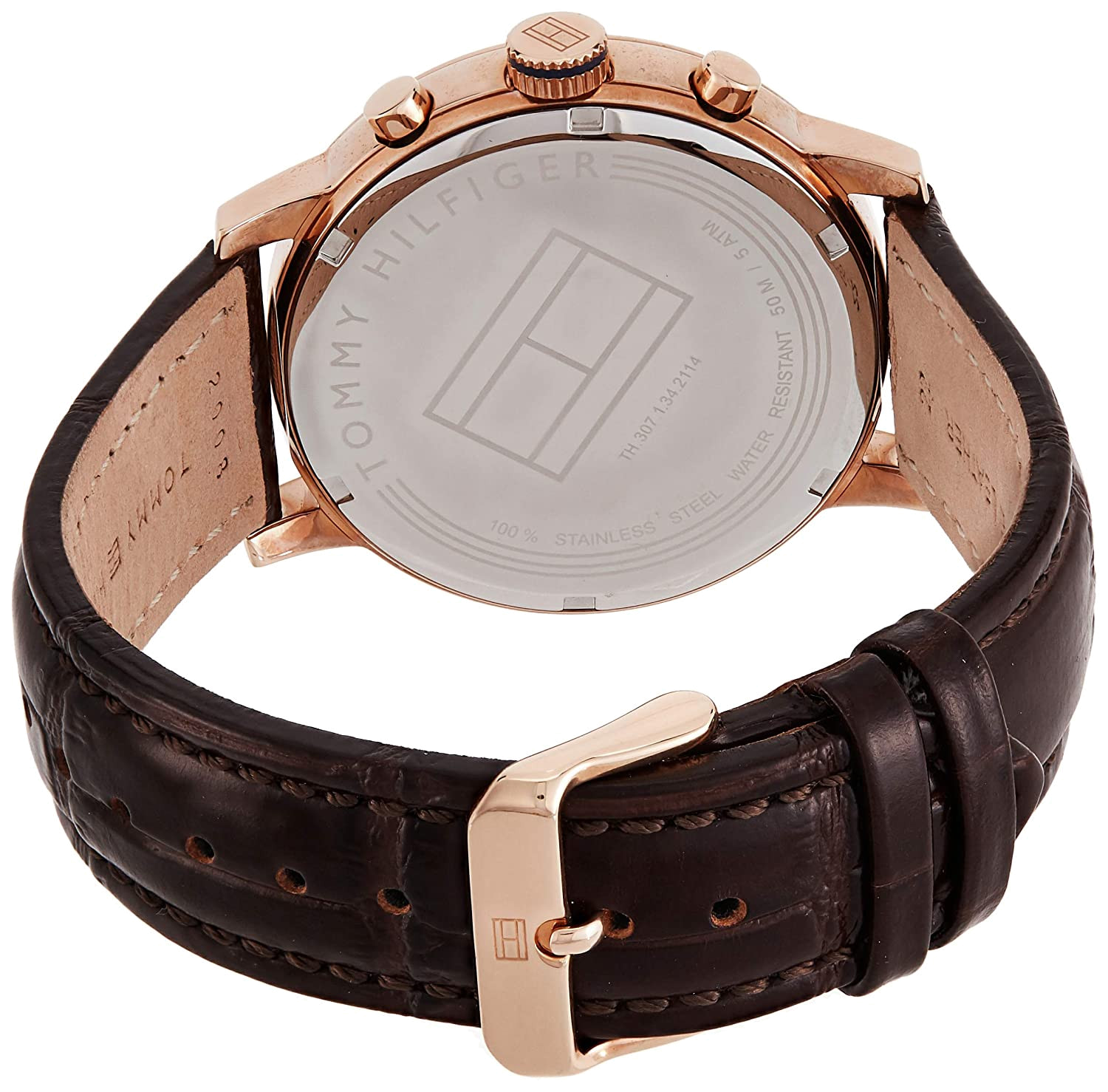 Tommy Hilfiger Aiden Quartz Blue Dial Brown Leather Strap Watch for Men - 1791308